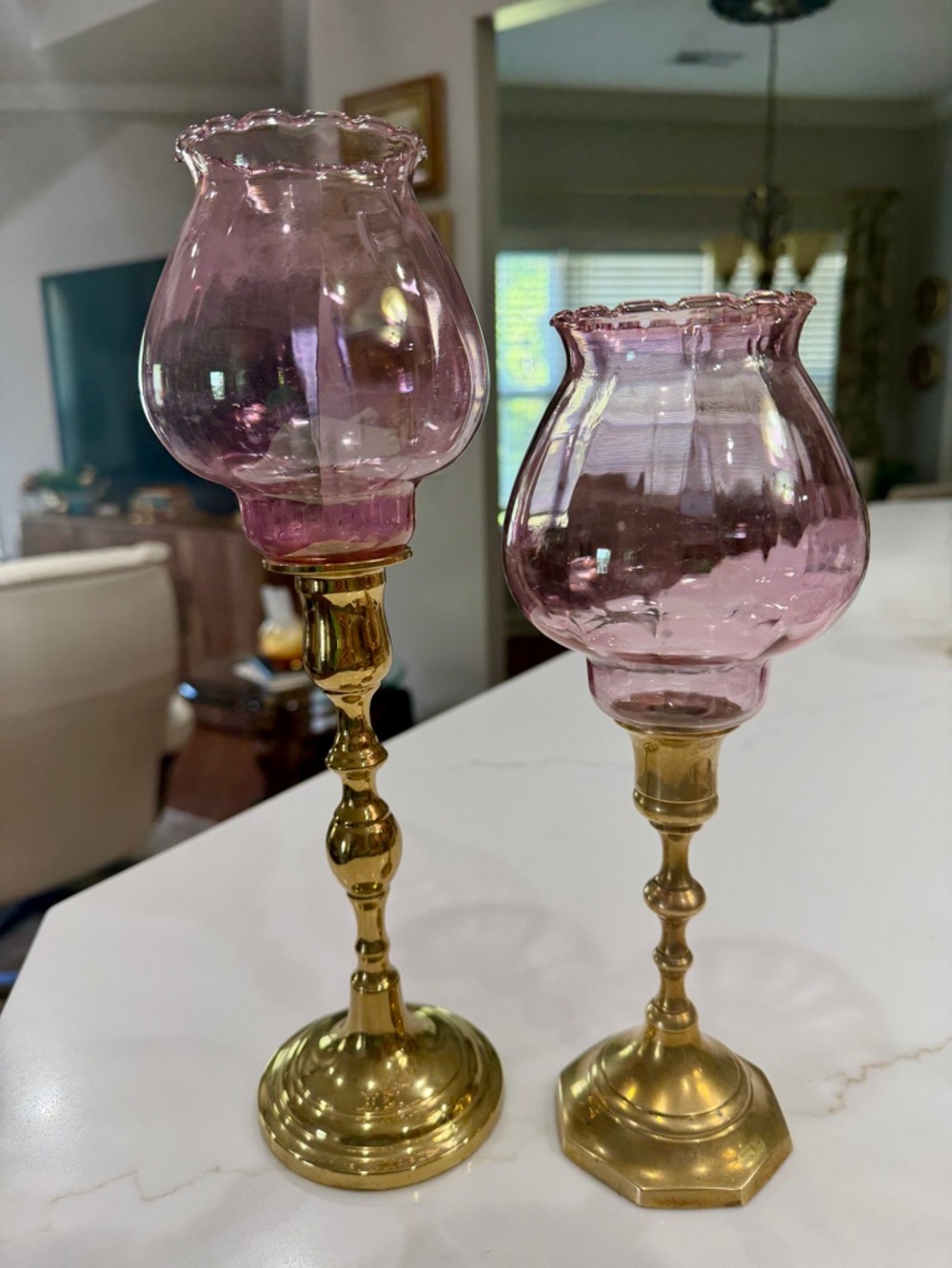 Vintage Homco Glass Optic Pink Votive Cup Peg Candle Holder Home Interiors